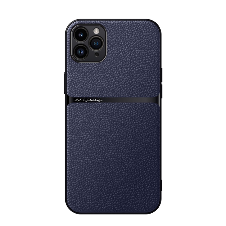 

For iPhone 11 Pro Max Litchi Leather Magnetic Full Coverage Shockproof Phone Case(Navy Blue)