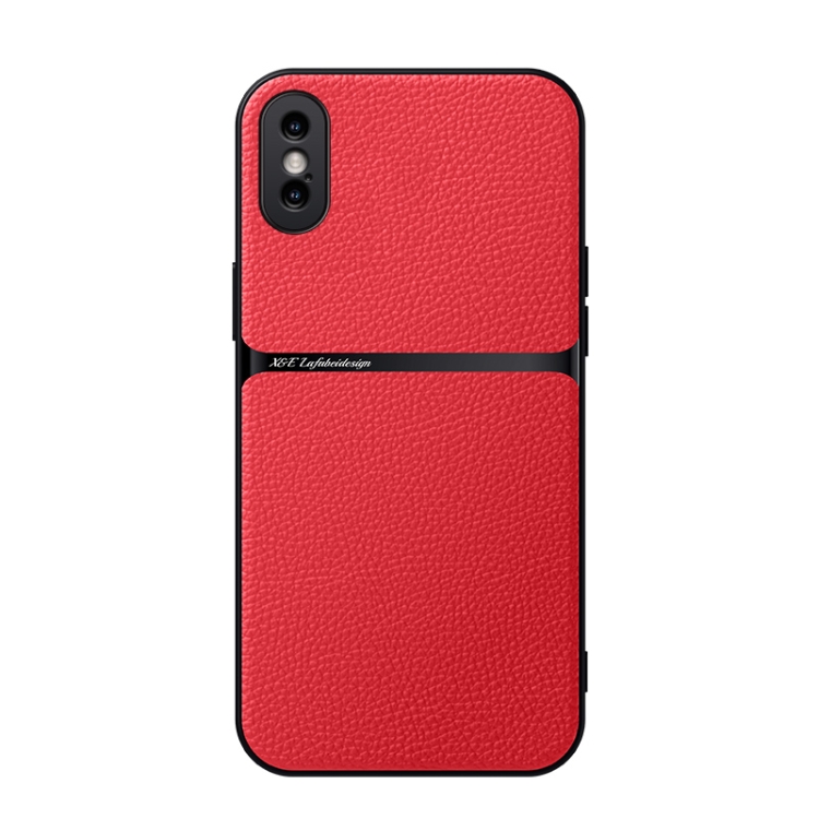 

For iPhone X / XS Litchi Leather Magnetic Full Coverage Shockproof Phone Case(Red)