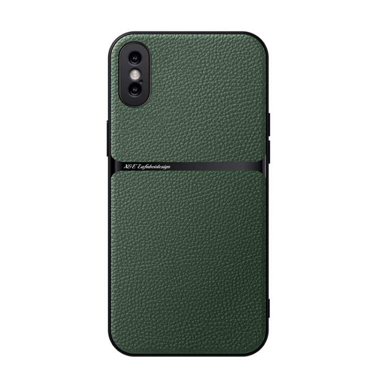 

For iPhone X / XS Litchi Leather Magnetic Full Coverage Shockproof Phone Case(Green)