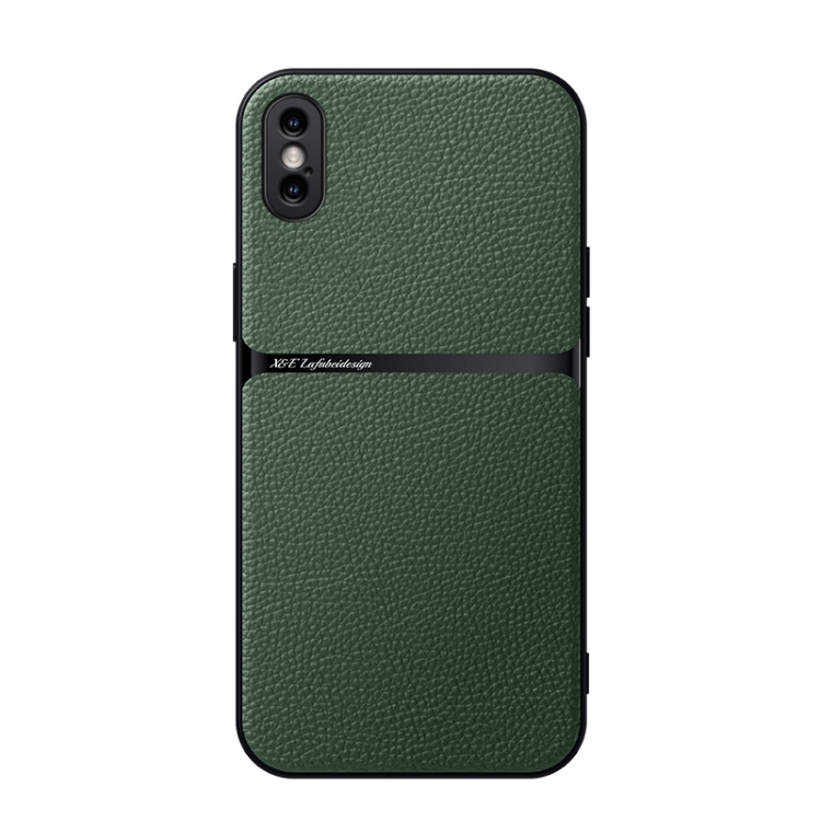 

For iPhone XS Max Litchi Leather Magnetic Full Coverage Shockproof Phone Case(Green)