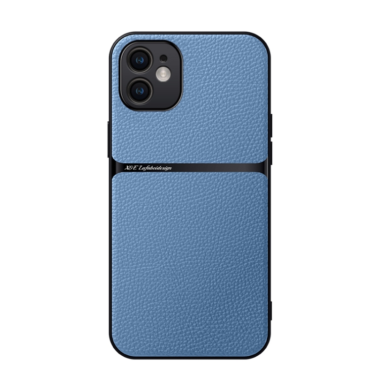 

For iPhone 11 Litchi Leather Magnetic Full Coverage Shockproof Phone Case(Blue)