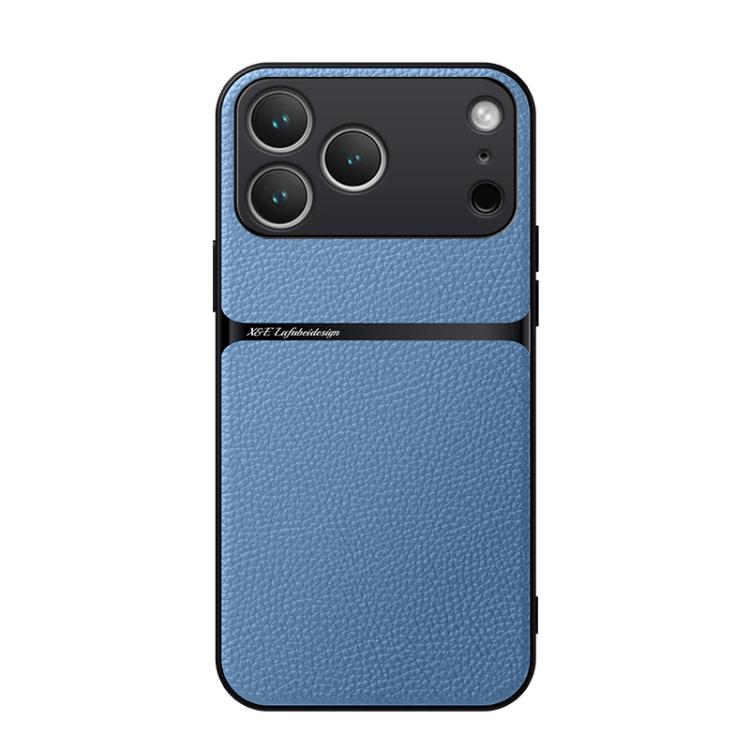 

For iPhone 17 Pro Max Litchi Leather Magnetic Full Coverage Shockproof Phone Case(Blue)