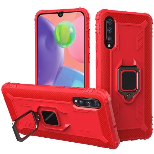 

For Wiko View 4 / View 4 Lite Carbon Fiber Protective Case with 360 Degree Rotating Ring Holder(Red)