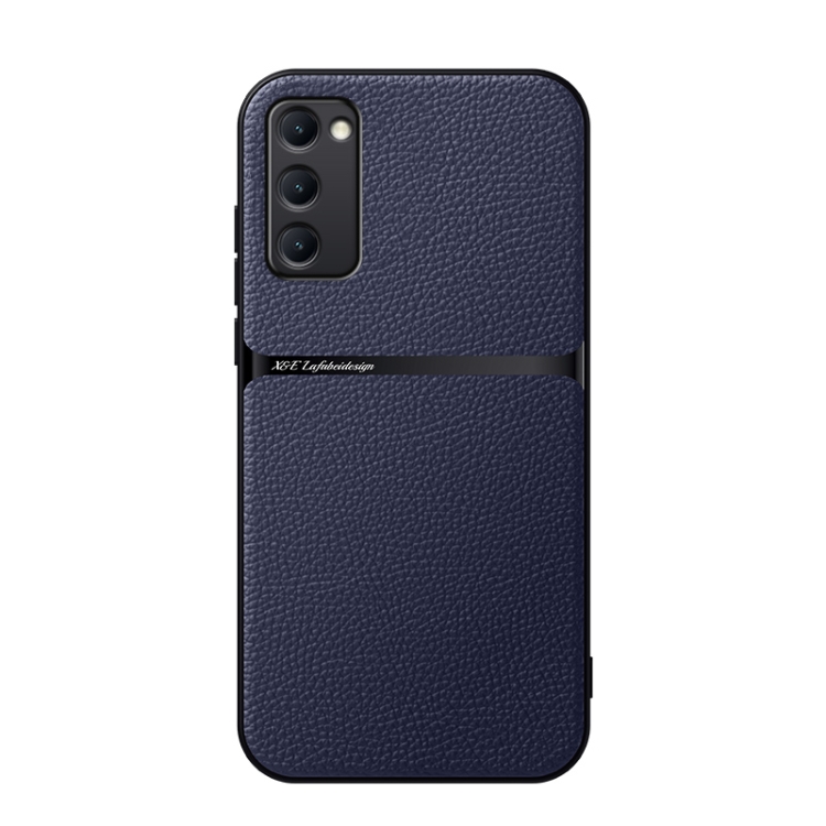 

For Samsung Galaxy S20 FE 4G / 5G Litchi Leather Magnetic Full Coverage Shockproof Phone Case(Navy Blue)