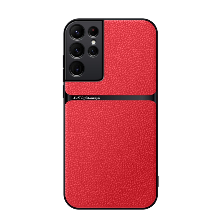 

For Samsung Galaxy S21 Ultra 5G Litchi Leather Magnetic Full Coverage Shockproof Phone Case(Red)