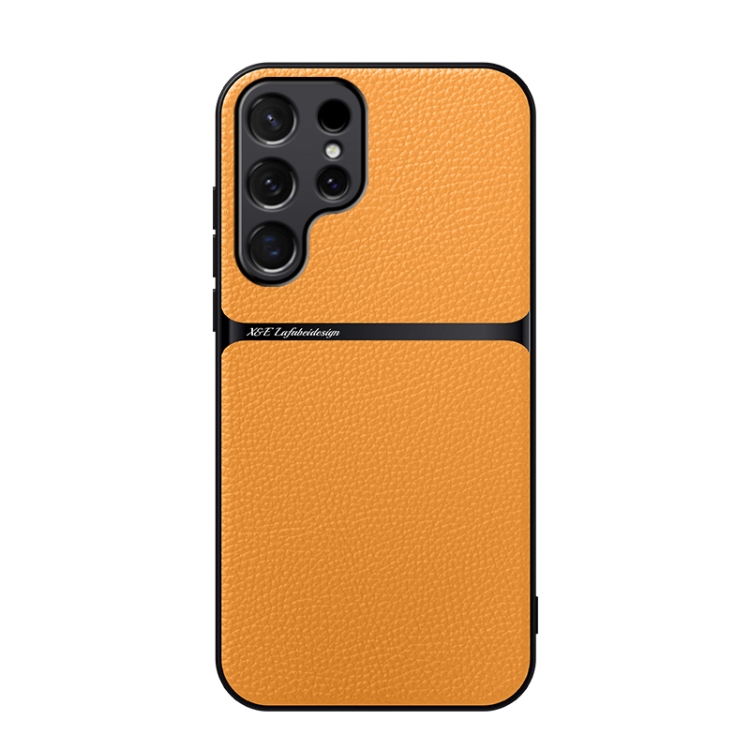 

For Samsung Galaxy S23 Ultra 5G Litchi Leather Magnetic Full Coverage Shockproof Phone Case(Yellow)
