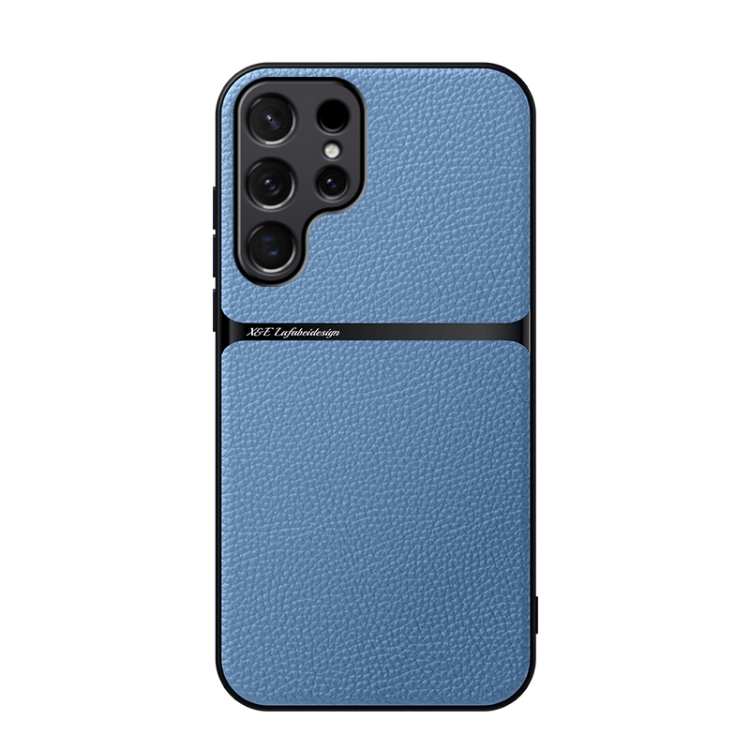 

For Samsung Galaxy S23 Ultra 5G Litchi Leather Magnetic Full Coverage Shockproof Phone Case(Blue)