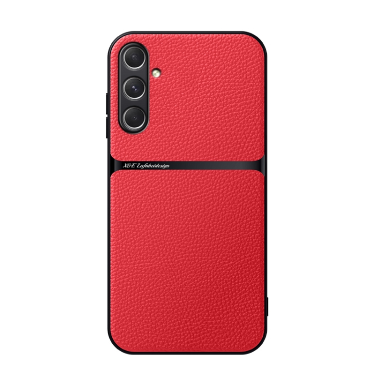 

For Samsung Galaxy S24 FE 5G Litchi Leather Magnetic Full Coverage Shockproof Phone Case(Red)