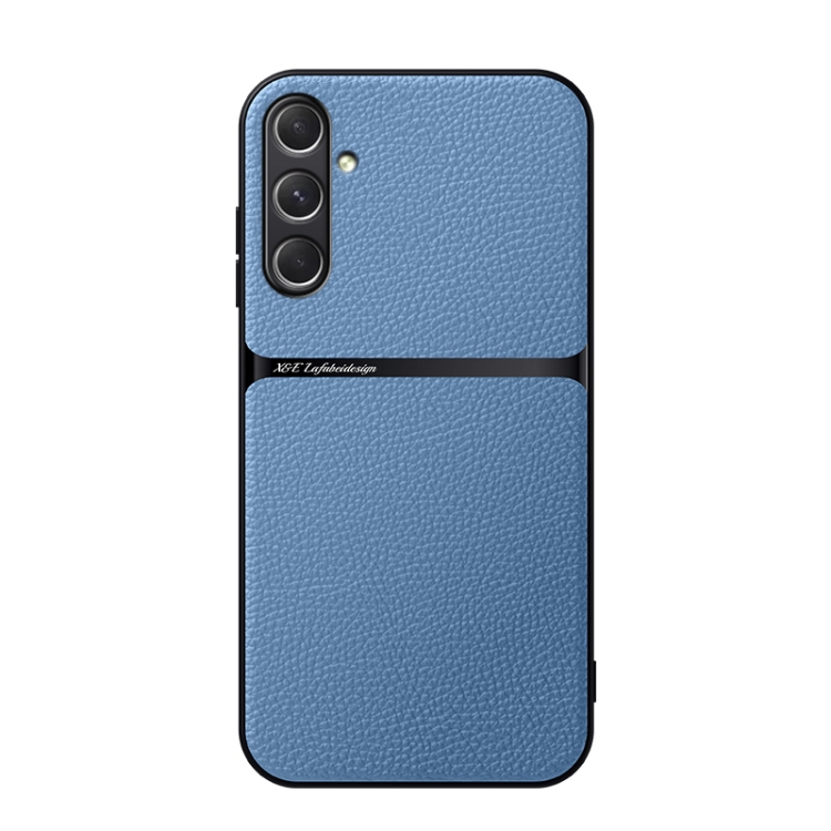 

For Samsung Galaxy S24 FE 5G Litchi Leather Magnetic Full Coverage Shockproof Phone Case(Blue)