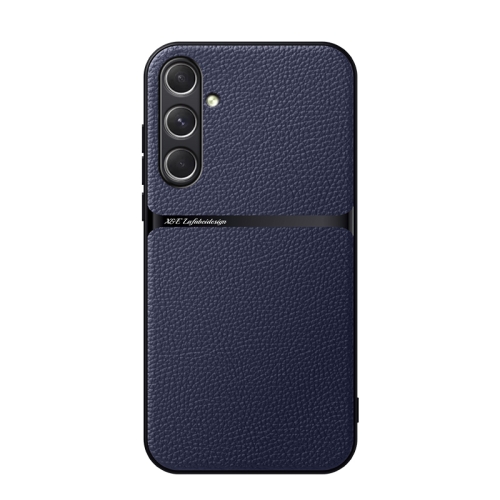 

For Samsung Galaxy S24+ 5G Litchi Leather Magnetic Full Coverage Shockproof Phone Case(Navy Blue)