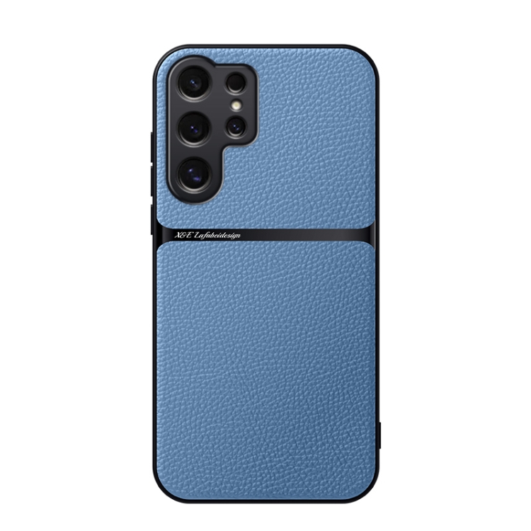

For Samsung Galaxy S25 Ultra 5G Litchi Leather Magnetic Full Coverage Shockproof Phone Case(Blue)