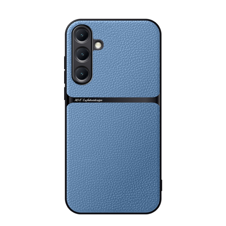 

For Samsung Galaxy S25+ 5G Litchi Leather Magnetic Full Coverage Shockproof Phone Case(Blue)