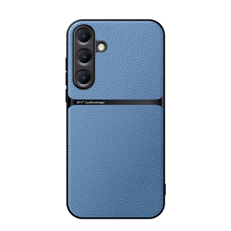 

For Samsung Galaxy S25 5G Litchi Leather Magnetic Full Coverage Shockproof Phone Case(Blue)