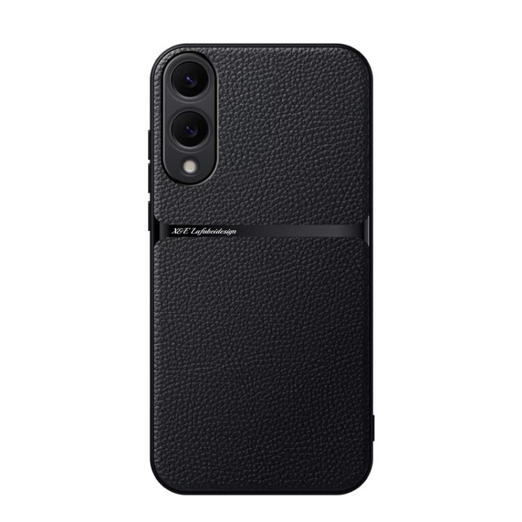 

For Samsung Galaxy S25 Edge 5G Litchi Leather Magnetic Full Coverage Shockproof Phone Case(Black)