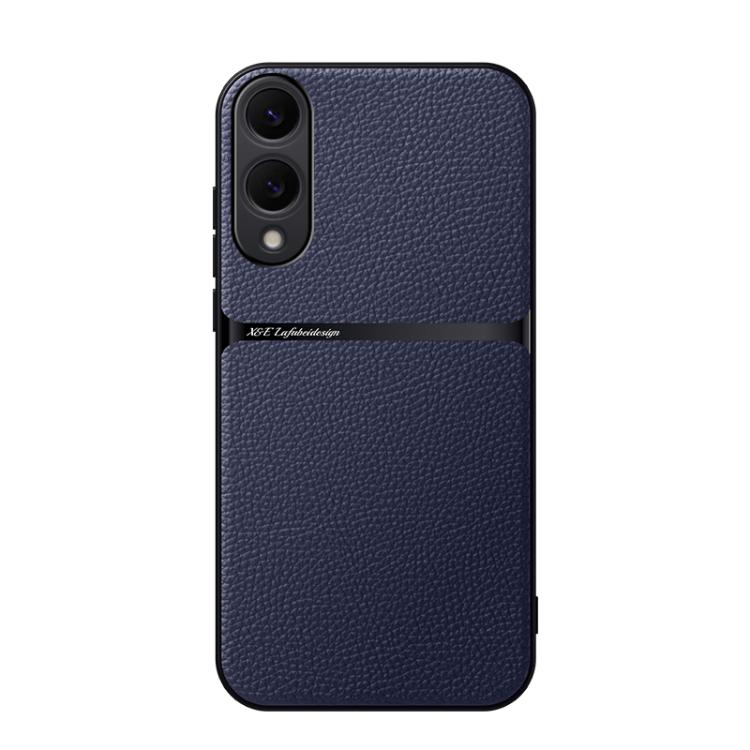 

For Samsung Galaxy S25 Edge 5G Litchi Leather Magnetic Full Coverage Shockproof Phone Case(Navy Blue)