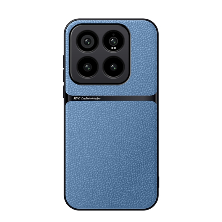 

For Xiaomi 14 Pro Litchi Leather Magnetic Full Coverage Shockproof Phone Case(Blue)