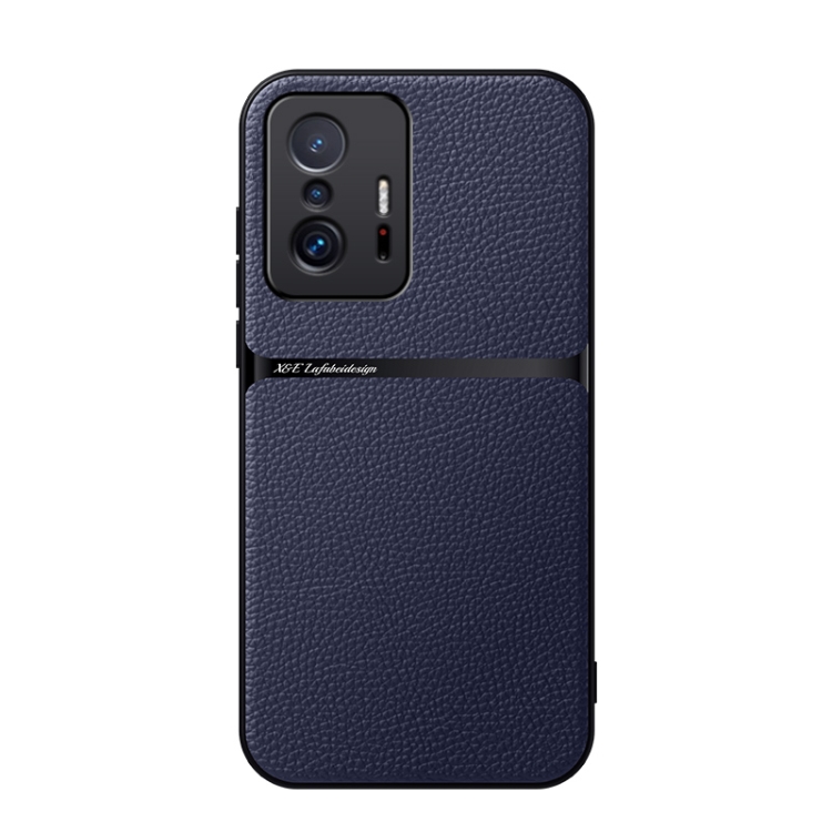 

For Xiaomi 11T / 11T Pro Litchi Leather Magnetic Full Coverage Shockproof Phone Case(Navy Blue)