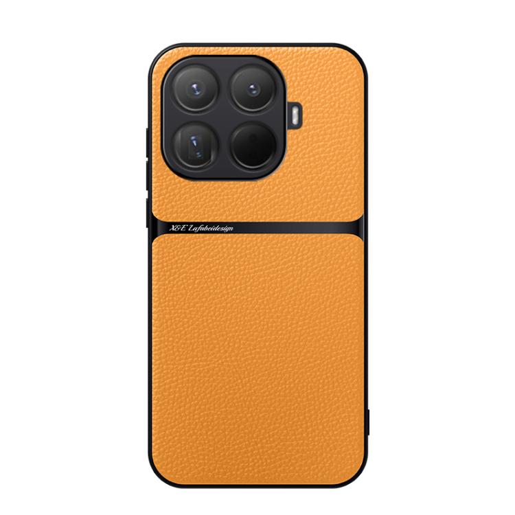 

For Xiaomi 15T Pro 5G Litchi Leather Magnetic Full Coverage Shockproof Phone Case(Yellow)