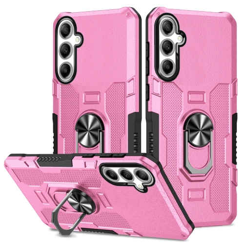 

For Samsung Galaxy S24+ 5G Ring Holder Armor Hybrid Phone Case(Pink)