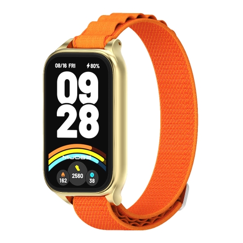 

For Xiaomi Smart Band 9 Active / Redmi Band 3 Mijobs Metal Shell Nylon Watch Band(Orange Gold)