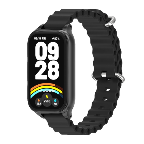 

For Xiaomi Smart Band 9 Active / Redmi Band 3 Mijobs Metal Shell Marine Silicone Watch Band(Black)