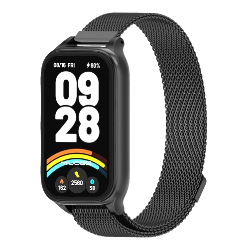 

For Xiaomi Smart Band 9 Active / Redmi Band 3 Mijobs Metal Shell Milan Magnetic Watch Band(Black)