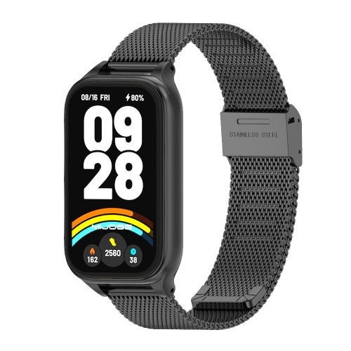 

For Xiaomi Smart Band 9 Active / Redmi Band 3 Mijobs Metal Shell Milan Buckle Watch Band(Black)