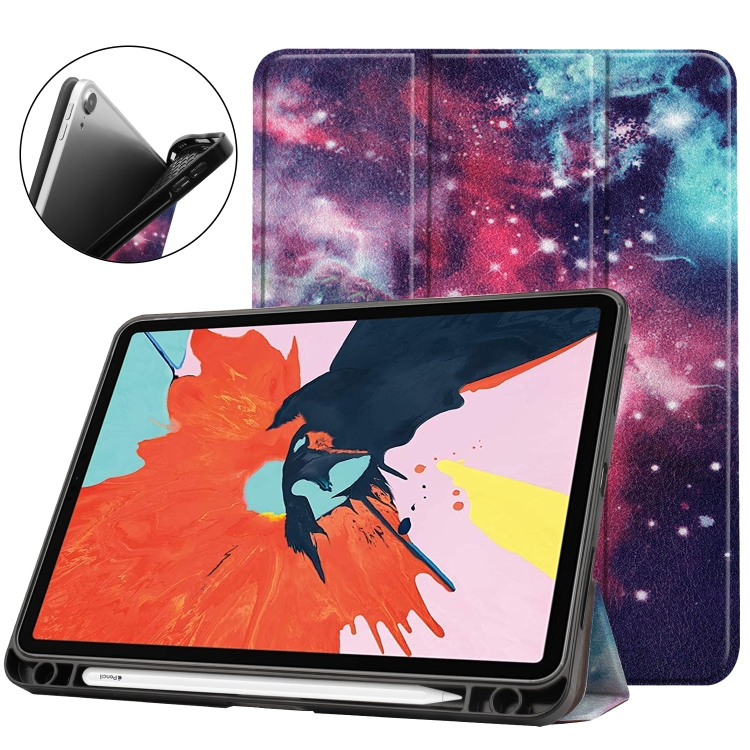 

For iPad Air 2022 / 2020 10.9 TPU Colored Drawing Horizontal Flip Leather Case with Three-folding Holder & Sleep / Wake-up Function(Milky Way Nebula)