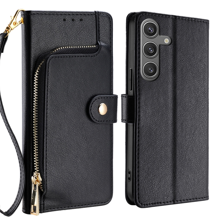 

For Samsung Galaxy S25 5G Zipper Bag Leather Phone Case(Black)