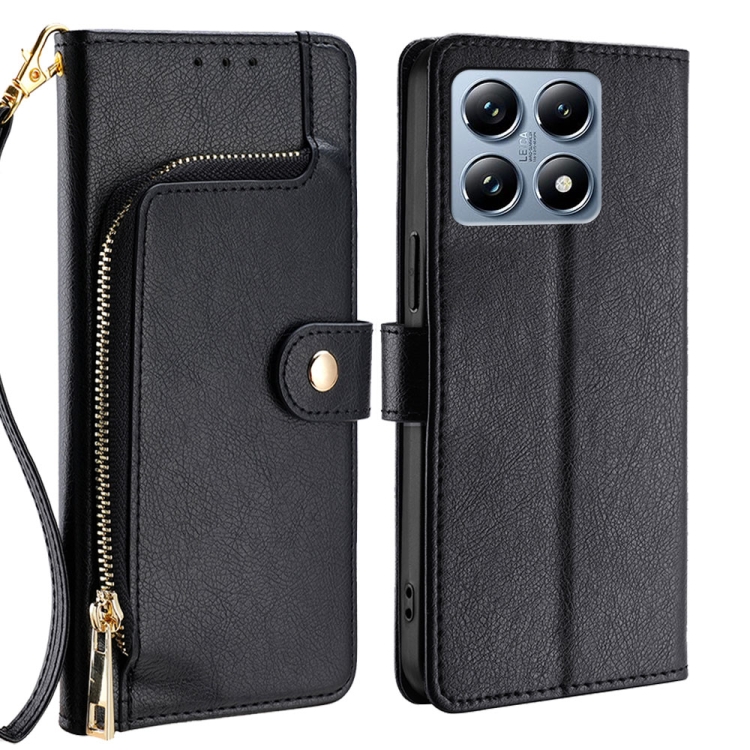 

For Xiaomi 14T Pro 5G Zipper Bag Leather Phone Case(Black)