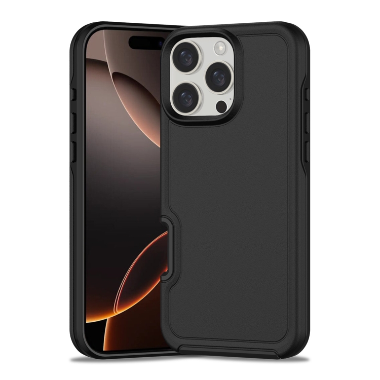 

For iPhone 16 Pro Shockproof MagSafe Armor PC Hybrid TPU Phone Case(Black)