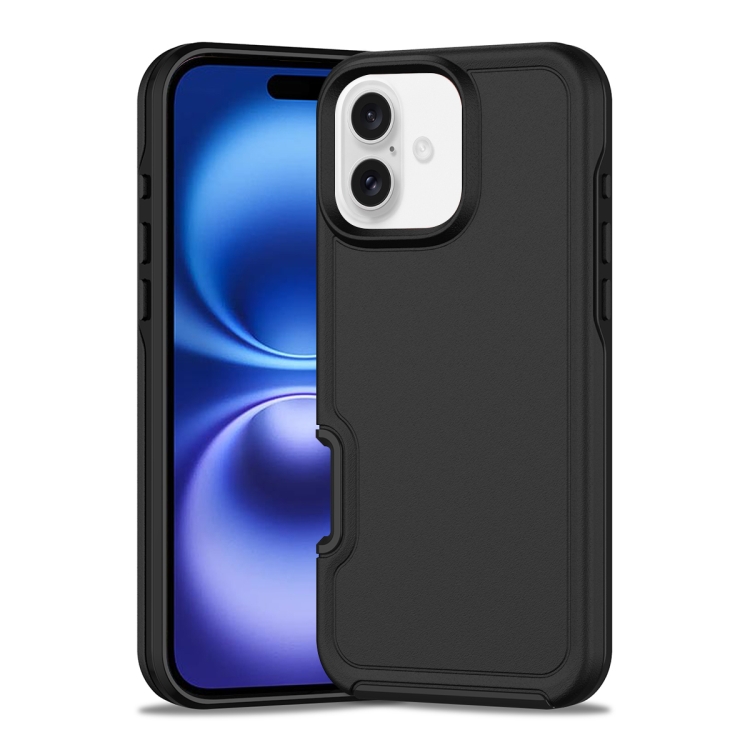 

For iPhone 16 Shockproof MagSafe Armor PC Hybrid TPU Phone Case(Black)