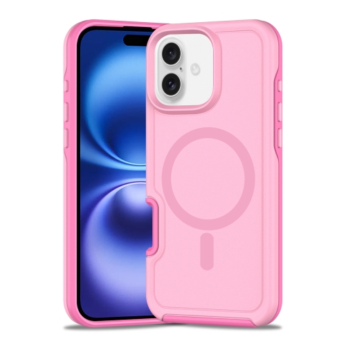 

For iPhone 16 Shockproof MagSafe Armor PC Hybrid TPU Phone Case(Purple Pink)