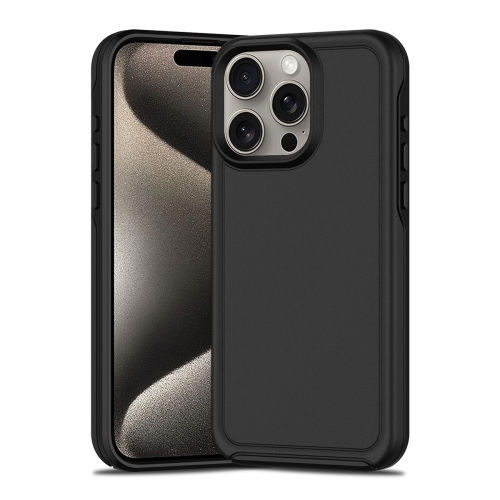 

For iPhone 15 Pro Max Shockproof MagSafe Armor PC Hybrid TPU Phone Case(Black)