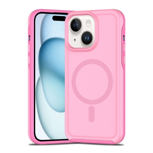 

For iPhone 15 Shockproof MagSafe Armor PC Hybrid TPU Phone Case(Purple Pink)