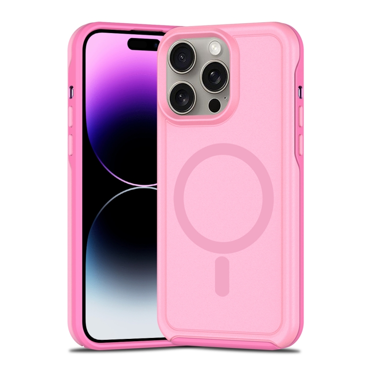 

For iPhone 14 Pro Max Shockproof MagSafe Armor PC Hybrid TPU Phone Case(Purple Pink)