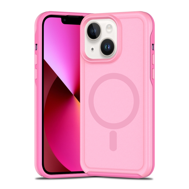 

For iPhone 13 Shockproof MagSafe Armor PC Hybrid TPU Phone Case(Purple Pink)