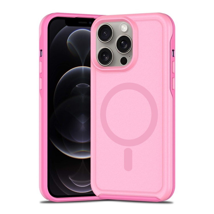 

For iPhone 12 Pro Shockproof MagSafe Armor PC Hybrid TPU Phone Case(Purple Pink)