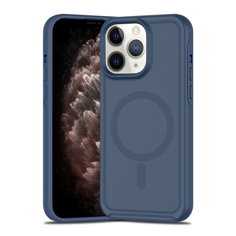 

For iPhone 11 Pro Max Shockproof MagSafe Armor PC Hybrid TPU Phone Case(Ink Blue)