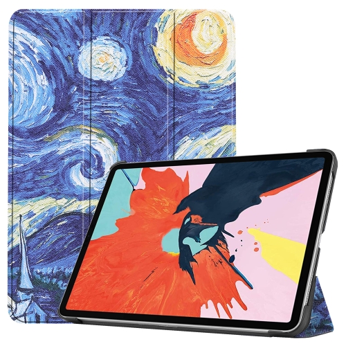 

For iPad Air 2022 / 2020 10.9 Colored Drawing Horizontal Flip Leather Case with Three-folding Holder & Sleep / Wake-up Function(Starry Sky)