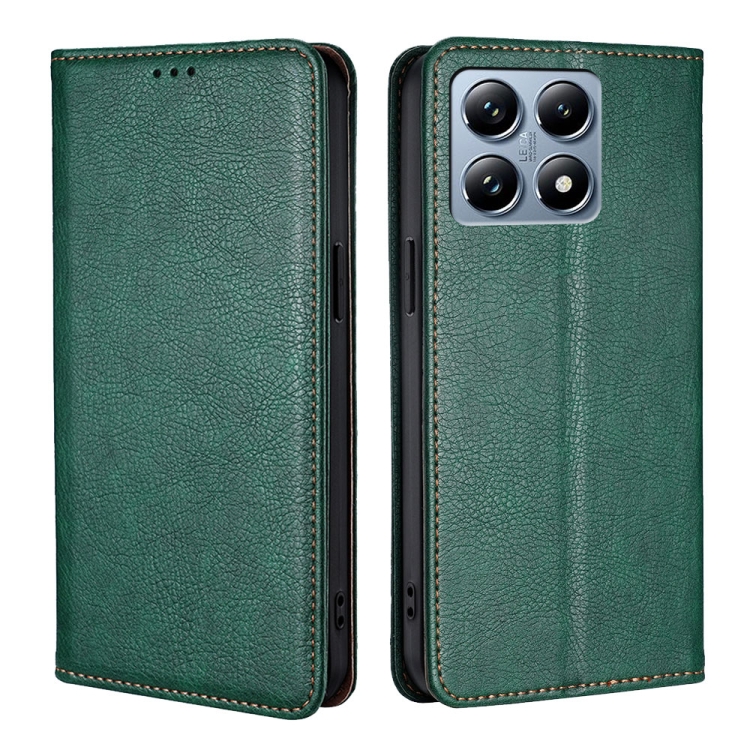 

For Xiaomi 14T Pro 5G Gloss Oil Solid Color Magnetic Leather Phone Case(Green)