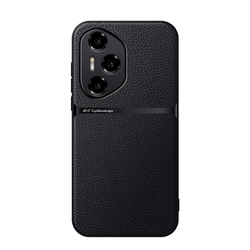 

For Honor 300 Pro Litchi Leather Magnetic Full Coverage Shockproof Phone Case(Black)