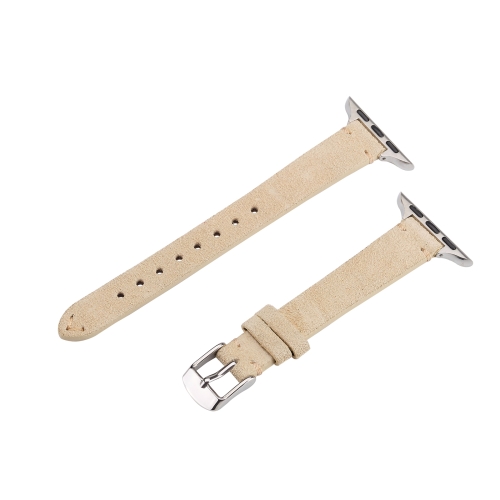 

For Apple Watch 46mm / 49mm / 45mm / 44mm Matte Genuine Leather Watch Band(Khaki)