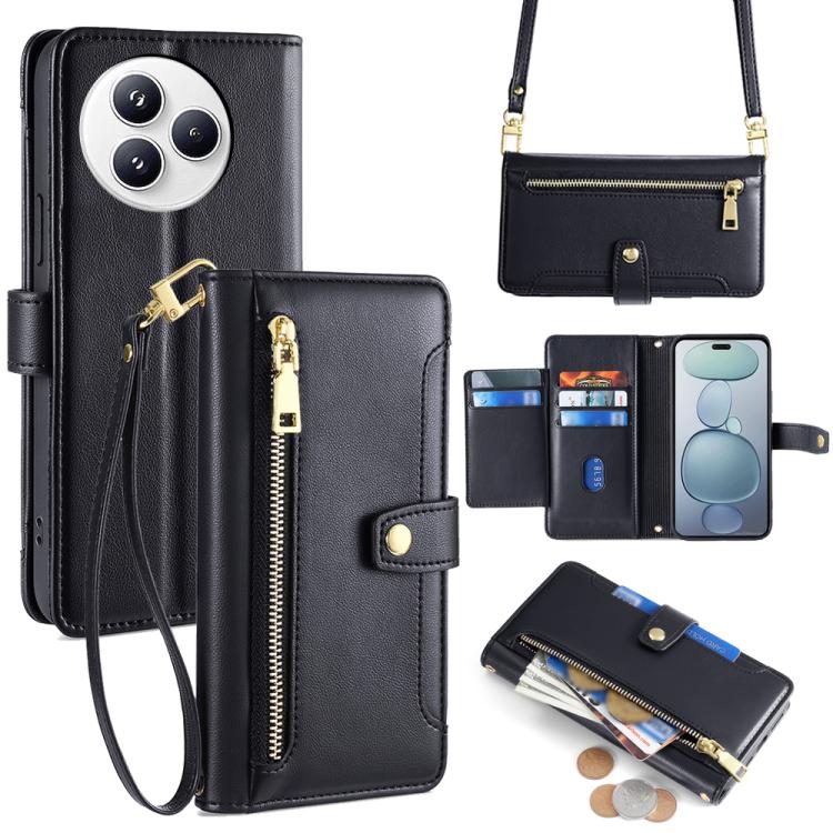 

For Xiaomi Civi 5 Pro 5G Sheep Texture Cross-body Zipper Wallet Leather Phone Case(Black)