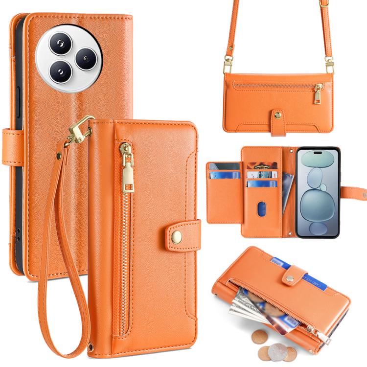 

For Xiaomi Civi 5 Pro 5G Sheep Texture Cross-body Zipper Wallet Leather Phone Case(Orange)