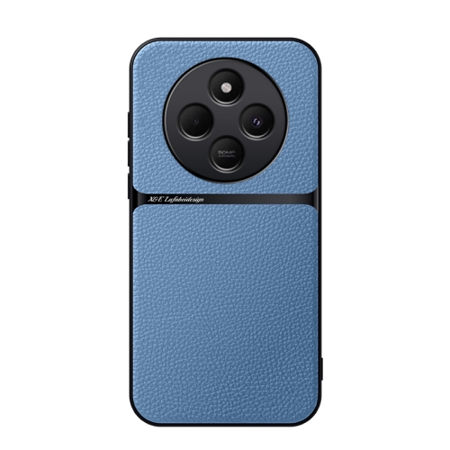 

For Redmi 14C 4G Litchi Leather Magnetic Full Coverage Shockproof Phone Case(Blue)