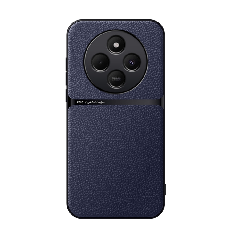 

For Redmi 14C 4G Litchi Leather Magnetic Full Coverage Shockproof Phone Case(Navy Blue)