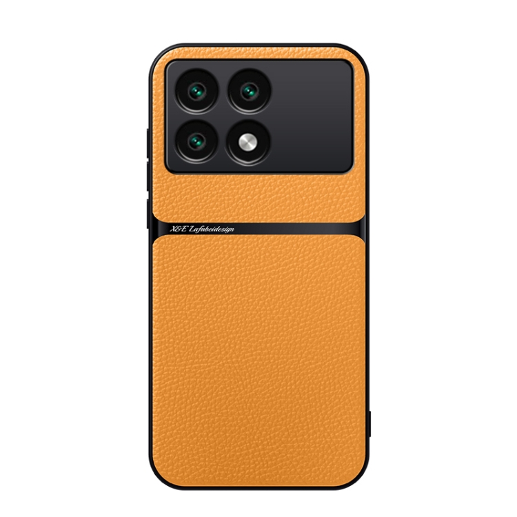 

For Redmi K70E Litchi Leather Magnetic Full Coverage Shockproof Phone Case(Yellow)