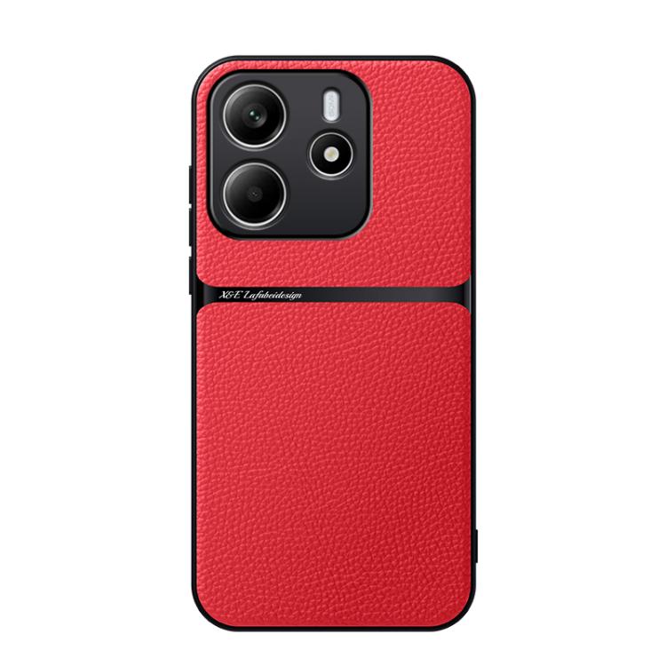 

For Redmi Note 14 5G Global Litchi Leather Magnetic Full Coverage Shockproof Phone Case(Red)