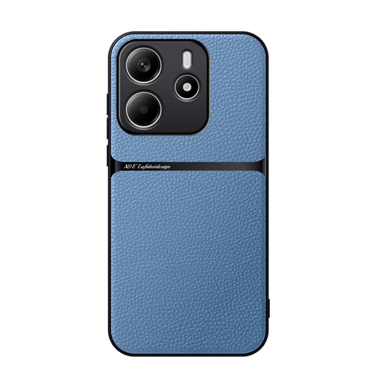 

For Redmi Note 14 5G Global Litchi Leather Magnetic Full Coverage Shockproof Phone Case(Blue)
